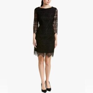 Trina Turk Geddes Black Lace Long Sleeve Dress